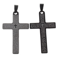 Roestvrij staal Cross Hangers, Oversteken, plated, Christian Jewelry & met brief patroon, meer kleuren voor de keuze, 30x52x1.50mm, Gat:Ca 4x8mm, 10pC's/Bag, Verkocht door Bag