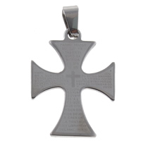 Nerūdijančio plieno Cross Pakabukai, Nerūdijantis plienas, Kirsti, Krikščionių Juvelyrika & raide modelis, Originali spalva, 23x32x1.50mm, Skylė:Apytiksliai 5x9mm, 10kompiuteriai/Krepšys, Pardavė Krepšys