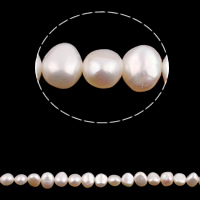 Barokní kultivované sladkovodní perle, Sladkovodní Pearl, Baroko, přírodní, bílý, 7-8mm, Otvor:Cca 0.8mm, Prodáno za Cca 15.7 inch Strand