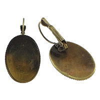 Messing Lever Back Earring Component, Flad Oval, antik bronze farve forgyldt, nikkel, bly & cadmium fri, 19x37x1mm, Indvendig diameter:Ca. 18.5x25mm, 50pc'er/Lot, Solgt af Lot