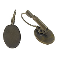 Mässing Lever Tillbaka Örhänge Component, Flat Oval, antik brons färg klädd, nickel, bly och kadmium gratis, 10.50x24x1mm, Innerdiameter:Ca 10x14mm, 100PC/Lot, Säljs av Lot