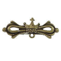 Apprêts broche en laiton, couronne, Plaqué de couleur de bronze antique, avec boucle, protéger l'environnement, sans nickel, plomb et cadmium, 39x15x4mm, Trou:Environ 2mm, 50PC/lot, Vendu par lot