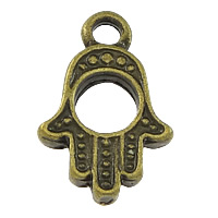 Zinklegering Hamsa Hangers, Zinc Alloy, antiek brons plated, Joodse Jewelry & Islam sieraden, nikkel, lood en cadmium vrij, 13x19x3mm, Gat:Ca 3mm, 100pC's/Lot, Verkocht door Lot