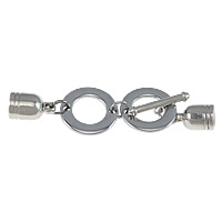 Sinc Alloy Toggle Clasp, dath platanam plátáilte, le caipín deireadh, nicil, luaidhe & caidmiam saor in aisce, 84mm, 17x11mm, 26.5x5x4mm, 23x23x2.5mm, 20seiteanna/Lot, Díolta De réir Lot