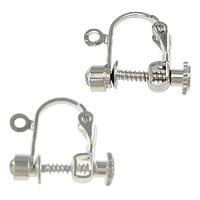 Messing Schraube wieder Clip-on- Ohrring-Entdeckungen, plattiert, mit Schleife & mit Strass, keine, frei von Nickel, Blei & Kadmium, 16x13x4mm, Bohrung:ca. 1mm, 50PCs/Menge, verkauft von Menge