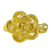 Sinc Alloy Bosca Clasp, Flower, dath an óir plated, singil-snáithe, nicil, luaidhe & caidmiam saor in aisce, 16x11x6mm, Poll:Thart 2mm, 100ríomhairí pearsanta/Lot, Díolta De réir Lot