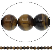 Tiger Eye Helmet, Pyöreä, luonnollinen, erikokoisia valinnalle, Reikä:N. 1mm, Pituus N. 15.7 tuuma, Myymät laukku