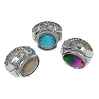 Zinklegierung Fingerring Uhr, mit Glas, Platinfarbe platiniert, einstellbar & facettierte & gemischt, frei von Nickel, Blei & Kadmium, 23mm, Größe:4, 5PCs/Menge, verkauft von Menge