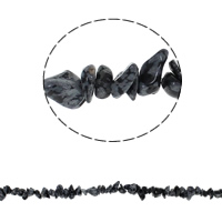 Edelsteen chips, Sneeuwvlok Obsidiaan, 5-8mm, Gat:Ca 0.8mm, Ca 260pC's/Strand, Per verkocht Ca 34.6 inch Strand