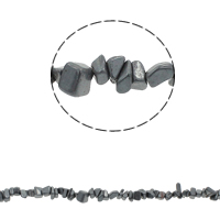 Edelstein-Span, Non- magnetische Hämatit, Bruchstück, schwarz, 5-8mm, Bohrung:ca. 0.8mm, ca. 260PCs/Strang, verkauft per ca. 33.8 ZollInch Strang