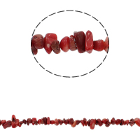 Přírodní Coral korálky, Nuggets, červený, 5-8mm, Otvor:Cca 0.8mm, Cca 260PC/Strand, Prodáno za Cca 33.8 inch Strand