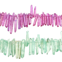 Naturligt farvet kvarts perler, Clear Quartz, blandet, 3-8x11-39x3-8mm, Hole:Ca. 1mm, Ca. 71-96pc'er/Strand, Solgt Per Ca. 16 inch Strand