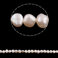 Barokní kultivované sladkovodní perle, Sladkovodní Pearl, Baroko, přírodní, bílý, 6-7mm, Otvor:Cca 0.8mm, Prodáno za Cca 15 inch Strand