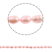 Barock odlad sötvattenspärla pärlor, Freshwater Pearl, naturlig, rosa, 8-9mm, Hål:Ca 0.8mm, Såld Per Ca 15.5 inch Strand