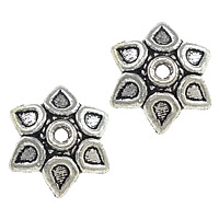 Lo zinco in lega tallone Cap, lega in zinco, Fiore, placcato argento antico, assenza di nichel,piombo&cadmio, 10x10x3mm, Foro:Appross. 1mm, 1000PC/lotto, Venduto da lotto