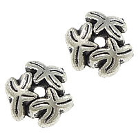 Lo zinco in lega tallone Cap, lega in zinco, Fiore, placcato argento antico, assenza di nichel,piombo&cadmio, 8x8x2.50mm, Foro:Appross. 1.5mm, 1000PC/lotto, Venduto da lotto