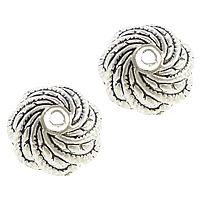 Lo zinco in lega tallone Cap, lega in zinco, Fiore, placcato argento antico, assenza di nichel,piombo&cadmio, 10x10x6mm, Foro:Appross. 1mm, 1000PC/lotto, Venduto da lotto