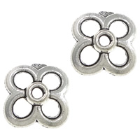 Lo zinco in lega tallone Cap, lega in zinco, Fiore, placcato argento antico, cavo, assenza di nichel,piombo&cadmio, 9x9x3mm, Foro:Appross. 1mm, 1000PC/lotto, Venduto da lotto