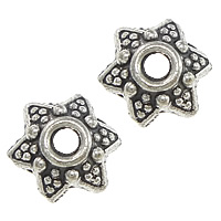 Lo zinco in lega tallone Cap, lega in zinco, Fiore, placcato argento antico, assenza di nichel,piombo&cadmio, 7x7x2mm, Foro:Appross. 1.5mm, 1000PC/lotto, Venduto da lotto