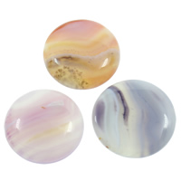 agate lace cabochon, Plat rond, dos plat, couleurs mélangées, 30x6mm, 50PC/sac, Vendu par sac