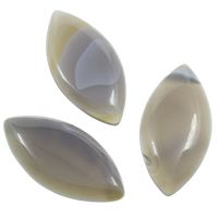 Streifen Achat Cabochon, Pferdeauge, flache Rückseite, grau, 24x50x6mm, 50PCs/Tasche, verkauft von Tasche