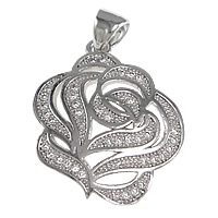 Cubic Zirconia Micro Pave Brass Pendant Flower platinum plated micro pave cubic zirconia nickel lead & cadmium free Approx Sold By Lot