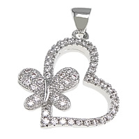 Cubic Zirconia Micro Pave Brass Pendant Heart platinum plated micro pave cubic zirconia nickel lead & cadmium free Approx Sold By Lot