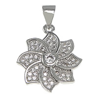 Cubic Zirconia Micro Pave Brass Pendant Flower platinum plated micro pave cubic zirconia nickel lead & cadmium free Approx Sold By Lot