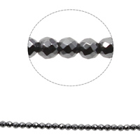 Nicht-magnetische Hämatit Perlen, Non- magnetische Hämatit, rund, verschiedene Größen vorhanden & facettierte, schwarz, Bohrung:ca. 1mm, Länge ca. 15.7 ZollInch, 5SträngeStrang/Tasche, verkauft von Tasche