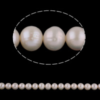 Kulaté kultivované sladkovodní perle, Sladkovodní Pearl, Kolo, přírodní, bílý, Grade AA, 9-10mm, Otvor:Cca 0.8mm, Prodáno za 15.5 inch Strand