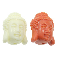 Buddhistické korálky, Syntetický Coral, Buddha, Vytesaný, buddhistické klenoty, smíšené barvy, 15x19x13mm, Otvor:Cca 2mm, 50PC/Bag, Prodáno By Bag