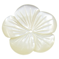 Naturliga vita Snäckskalspärlor, White Shell, Blomma, 18x3mm, Hål:Ca 1.5mm, 10PC/Bag, Säljs av Bag