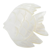 Natural White Shell Riipukset, Valkoinen kuori, Kala, 30x35x3mm, Reikä:N. 1.5mm, 20PC/laukku, Myymät laukku