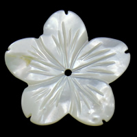 Natural White Shell Kralen, Bloem, 26x3mm, Gat:Ca 2mm, 10pC's/Bag, Verkocht door Bag