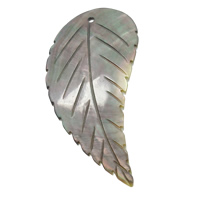 Naturlig svart Shell Halsband, Leaf, 24-44mmx63-83mm, Hål:Ca 2mm, 10PC/Bag, Säljs av Bag