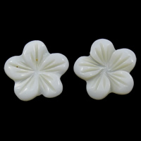 Shell-Cabochons, bianco conchiglia, Fiore, a fondo piatto, 14x2mm, 30PC/borsa, Venduto da borsa