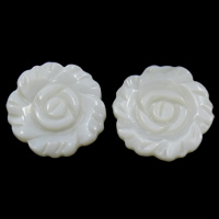 Skal Cabochons, White Shell, Blomma, platt baksida, 20x4mm, 20PC/Bag, Säljs av Bag