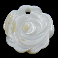 Natural White Shell Pendler, Flower, 13x13x2mm, Hole:Ca. 1mm, 20pc'er/Bag, Solgt af Bag