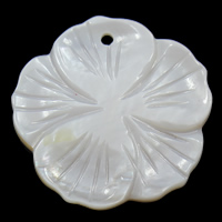 Natural White Shell Pendler, Flower, 32x3mm, Hole:Ca. 1.5mm, 20pc'er/Bag, Solgt af Bag