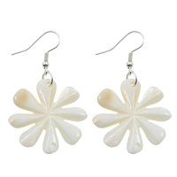 Bán Shell Buail Earring, práis Hook earring, Flower, 30x51x3mm, 10Péirí/Mála, Díolta De réir Mála