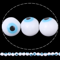 Evil Eye Lampwork Kralen, Ronde, handgemaakt, met oog patroon, wit, 12mm, Gat:Ca 1mm, Lengte Ca 14 inch, 30strengen/Lot, Verkocht door Lot