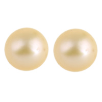 Hälften Borrade odlad sötvattenspärla pärlor, Freshwater Pearl, Dome, naturlig, Halvborrade, guld, 8.5-9mm, Hål:Ca 0.8mm, Säljs av Par