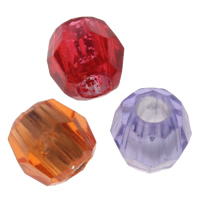 Prozirni akril perle, Drum, srebro-postrojilo, transparentan & faceted, miješana boja, 10x10mm, Rupa:Približno 3mm, Približno 2700računala/Torba, Prodano By Torba