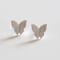 925 Sterling Sølv Stud Earring, Butterfly, uden earnut & børstet, 6.70x8mm, 20par/Lot, Solgt af Lot