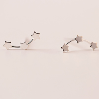 925 Sterling Silver Graí Earring, Star, gan earnut, 2x10mm, 20Péirí/Lot, Díolta De réir Lot