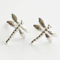 925 Sterling Zilver Stud Earring, Dragonfly, zonder earnut, 9x8.70x1.20mm, 20paren/Lot, Verkocht door Lot