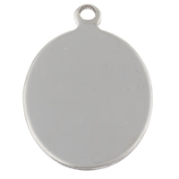 Stainless Steel Tag Charm Flat Oval hand polished laser pattern & Customized original color Approx 2.5mm Sold By Bag