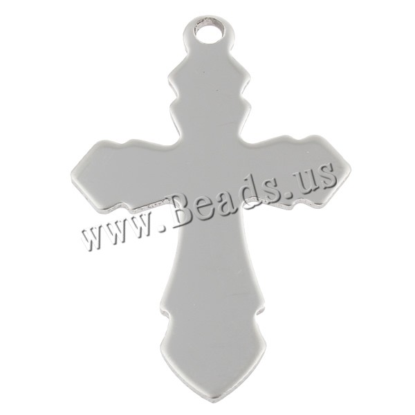 acciaio inox Tag, Giglio croce, handmade lucido, modello del laser & Personalizzato, colore originale, 31x48x1mm, Foro:Appross. 2.5mm, 50PC/borsa, Venduto da borsa