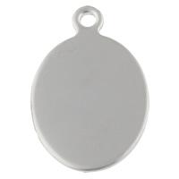 Rustfrit stål Tag Charm, Stainless Steel, Flad Oval, håndlavet poleret, laseren mønster & Tilpasset, oprindelige farve, 22x34x1mm, Hole:Ca. 1.8mm, 50pc'er/Bag, Solgt af Bag