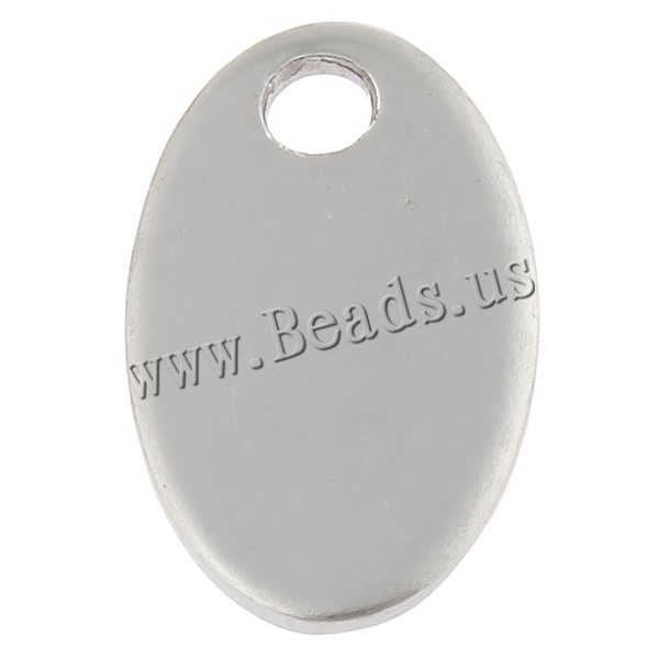 acciaio inox Tag, Ovale piatto, handmade lucido, modello del laser & Personalizzato, colore originale, 12x19x1mm, Foro:Appross. 2.5mm, 50PC/borsa, Venduto da borsa